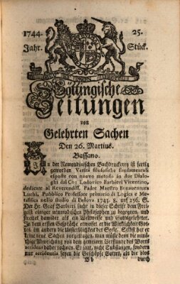 Göttingische Zeitungen von gelehrten Sachen Donnerstag 26. März 1744