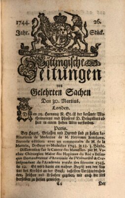 Göttingische Zeitungen von gelehrten Sachen Montag 30. März 1744