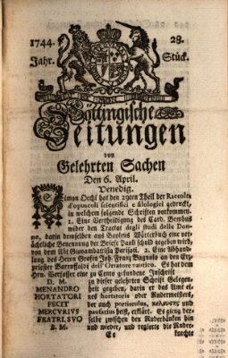 Göttingische Zeitungen von gelehrten Sachen Montag 6. April 1744