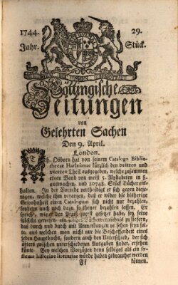 Göttingische Zeitungen von gelehrten Sachen Donnerstag 9. April 1744