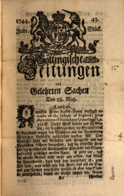 Göttingische Zeitungen von gelehrten Sachen Donnerstag 28. Mai 1744