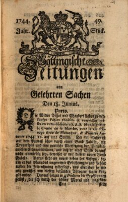 Göttingische Zeitungen von gelehrten Sachen Donnerstag 18. Juni 1744