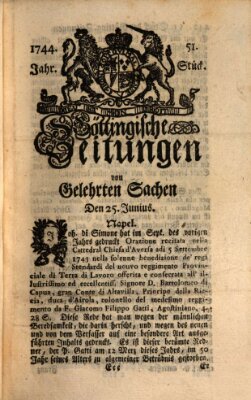 Göttingische Zeitungen von gelehrten Sachen Donnerstag 25. Juni 1744