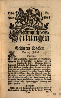 Göttingische Zeitungen von gelehrten Sachen Montag 27. Juli 1744