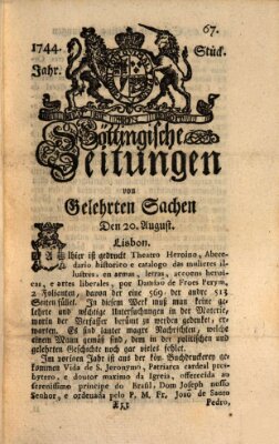 Göttingische Zeitungen von gelehrten Sachen Donnerstag 20. August 1744