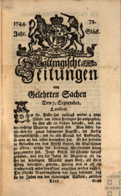 Göttingische Zeitungen von gelehrten Sachen Montag 7. September 1744