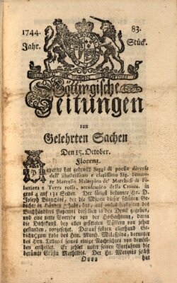 Göttingische Zeitungen von gelehrten Sachen Donnerstag 15. Oktober 1744