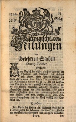 Göttingische Zeitungen von gelehrten Sachen Montag 19. Oktober 1744