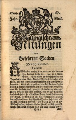 Göttingische Zeitungen von gelehrten Sachen Donnerstag 29. Oktober 1744