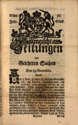 Göttingische Zeitungen von gelehrten Sachen Donnerstag 19. November 1744