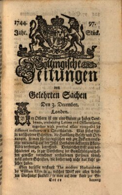 Göttingische Zeitungen von gelehrten Sachen Donnerstag 3. Dezember 1744