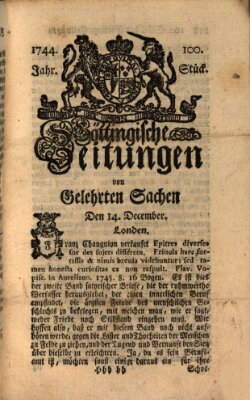 Göttingische Zeitungen von gelehrten Sachen Montag 14. Dezember 1744