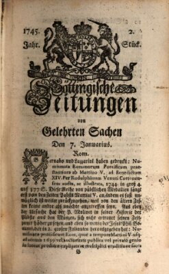 Göttingische Zeitungen von gelehrten Sachen Donnerstag 7. Januar 1745