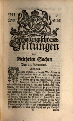 Göttingische Zeitungen von gelehrten Sachen Montag 11. Januar 1745