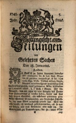 Göttingische Zeitungen von gelehrten Sachen Montag 18. Januar 1745