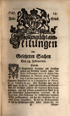 Göttingische Zeitungen von gelehrten Sachen Donnerstag 18. Februar 1745