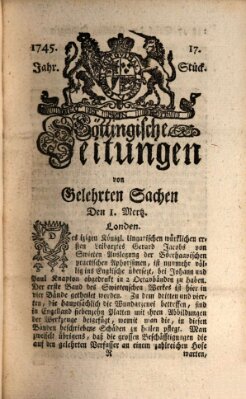 Göttingische Zeitungen von gelehrten Sachen Montag 1. März 1745