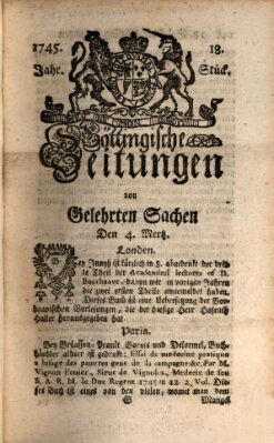 Göttingische Zeitungen von gelehrten Sachen Donnerstag 4. März 1745