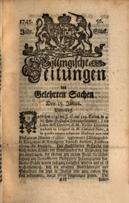 Göttingische Zeitungen von gelehrten Sachen Donnerstag 15. Juli 1745