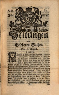 Göttingische Zeitungen von gelehrten Sachen Montag 9. August 1745