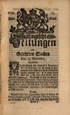 Göttingische Zeitungen von gelehrten Sachen Montag 13. September 1745