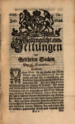 Göttingische Zeitungen von gelehrten Sachen Donnerstag 16. September 1745