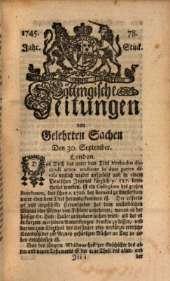 Göttingische Zeitungen von gelehrten Sachen Donnerstag 30. September 1745