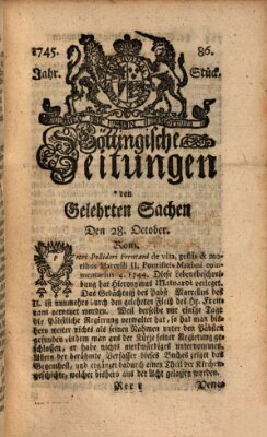 Göttingische Zeitungen von gelehrten Sachen Donnerstag 28. Oktober 1745