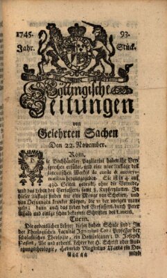 Göttingische Zeitungen von gelehrten Sachen Montag 22. November 1745