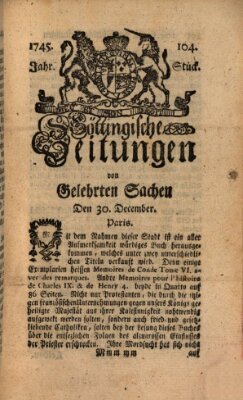 Göttingische Zeitungen von gelehrten Sachen Donnerstag 30. Dezember 1745