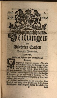 Göttingische Zeitungen von gelehrten Sachen Donnerstag 20. Januar 1746