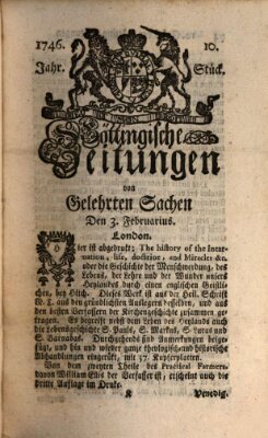 Göttingische Zeitungen von gelehrten Sachen Donnerstag 3. Februar 1746