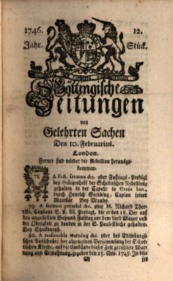 Göttingische Zeitungen von gelehrten Sachen Donnerstag 10. Februar 1746