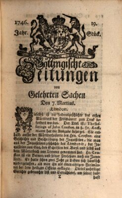 Göttingische Zeitungen von gelehrten Sachen Montag 7. März 1746