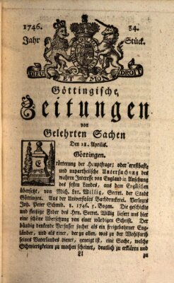 Göttingische Zeitungen von gelehrten Sachen Donnerstag 28. April 1746