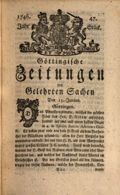 Göttingische Zeitungen von gelehrten Sachen Montag 13. Juni 1746