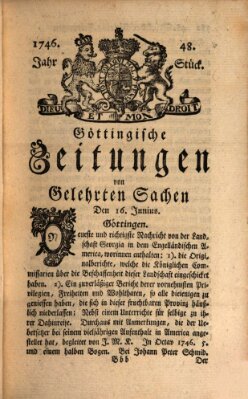 Göttingische Zeitungen von gelehrten Sachen Donnerstag 16. Juni 1746