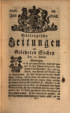 Göttingische Zeitungen von gelehrten Sachen Montag 20. Juni 1746