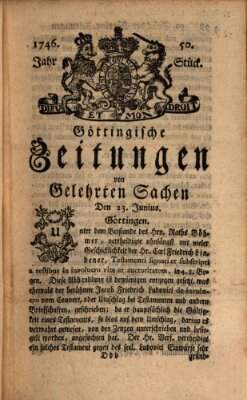 Göttingische Zeitungen von gelehrten Sachen Donnerstag 23. Juni 1746