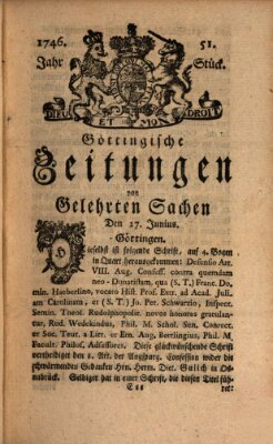 Göttingische Zeitungen von gelehrten Sachen Montag 27. Juni 1746