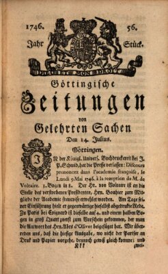 Göttingische Zeitungen von gelehrten Sachen Donnerstag 14. Juli 1746