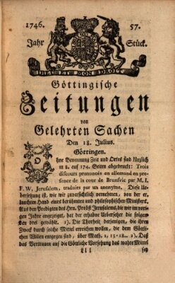 Göttingische Zeitungen von gelehrten Sachen Montag 18. Juli 1746