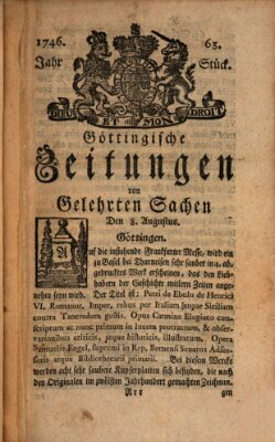 Göttingische Zeitungen von gelehrten Sachen Montag 8. August 1746