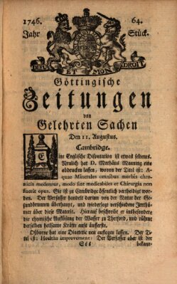 Göttingische Zeitungen von gelehrten Sachen Donnerstag 11. August 1746