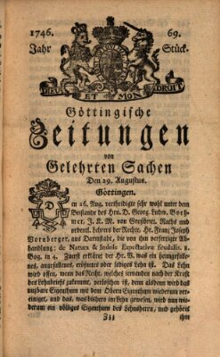 Göttingische Zeitungen von gelehrten Sachen Monday 29. August 1746