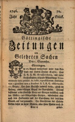 Göttingische Zeitungen von gelehrten Sachen Donnerstag 1. September 1746