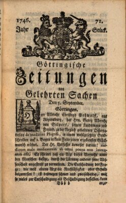 Göttingische Zeitungen von gelehrten Sachen Montag 5. September 1746