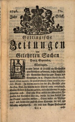 Göttingische Zeitungen von gelehrten Sachen Donnerstag 8. September 1746