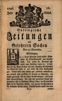 Göttingische Zeitungen von gelehrten Sachen Donnerstag 22. September 1746