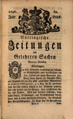 Göttingische Zeitungen von gelehrten Sachen Donnerstag 20. Oktober 1746